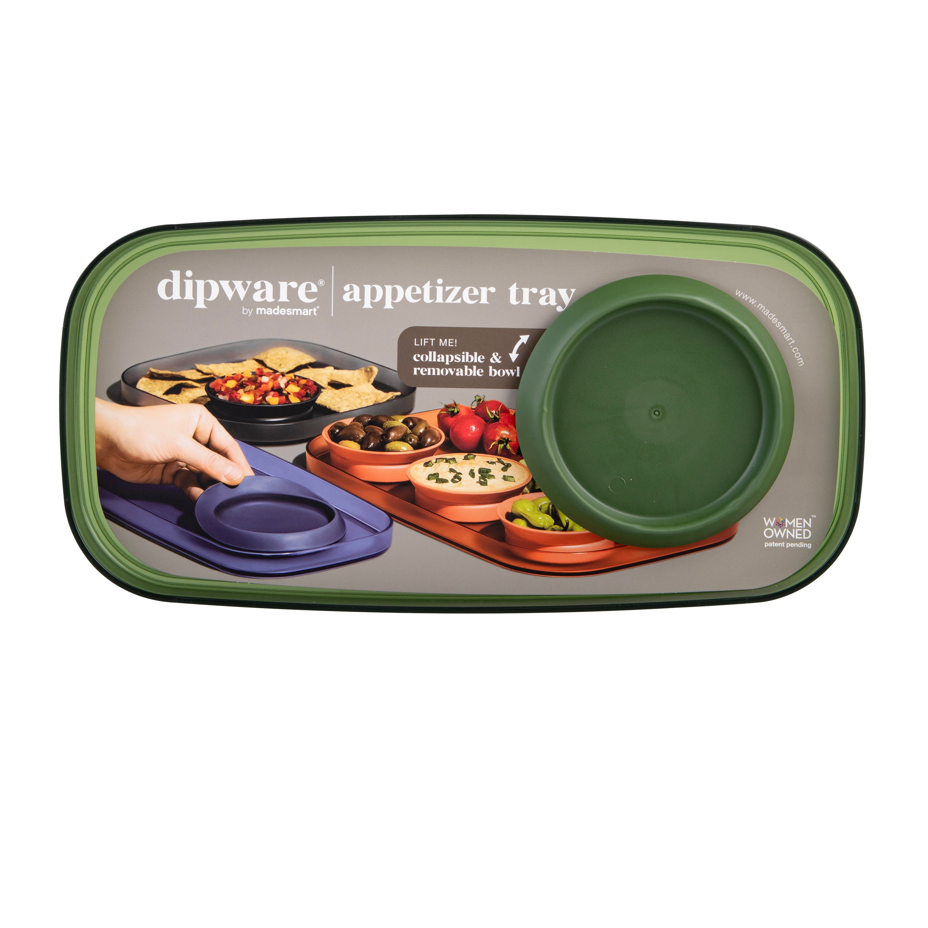Madesmart Dipware Appetiser Tray ith Bowl - Olive Green