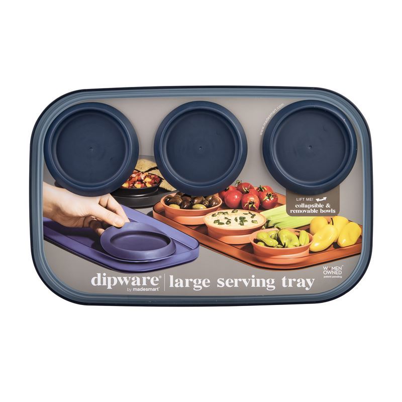 Madesmart Dipware Large Serving Tray with 3 Bowls - Midnight Blue