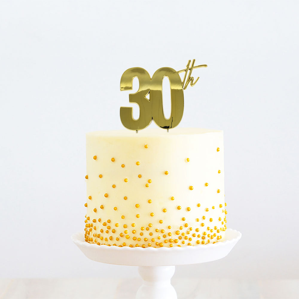 Cake & Candle Gold Metal Cake Topper 30th