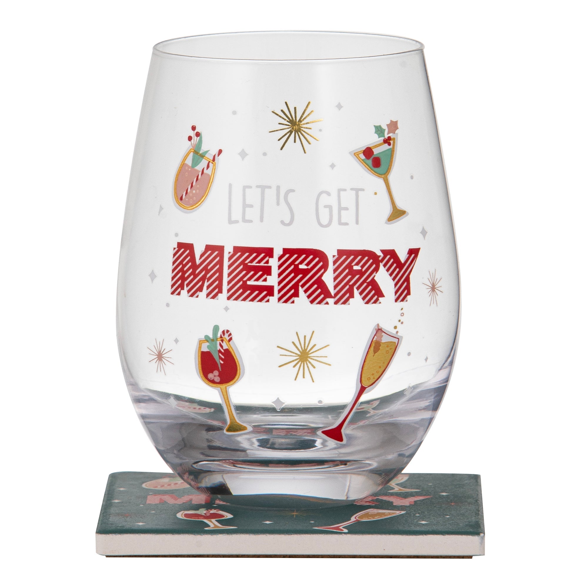 Ladelle Let's Get Merry Glass & Coaster Set