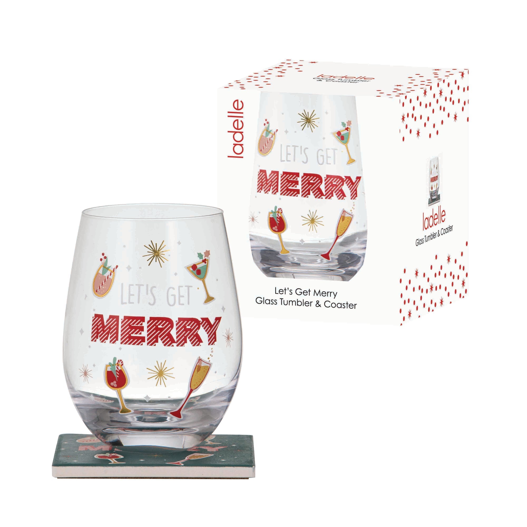 Ladelle Let's Get Merry Glass & Coaster Set