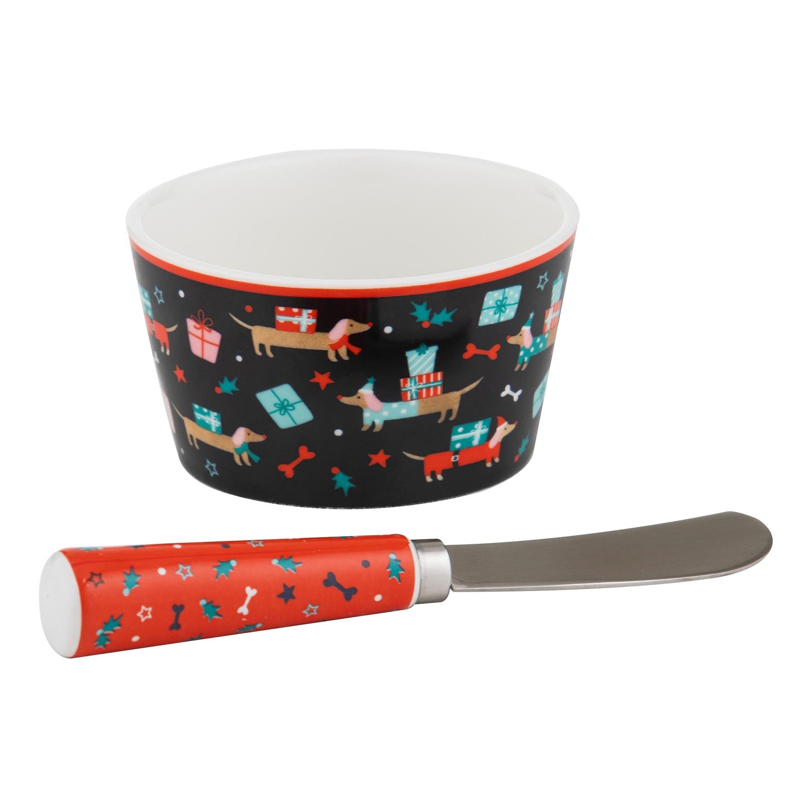 Ladelle Dasher Dachshund Bowl and Spreader