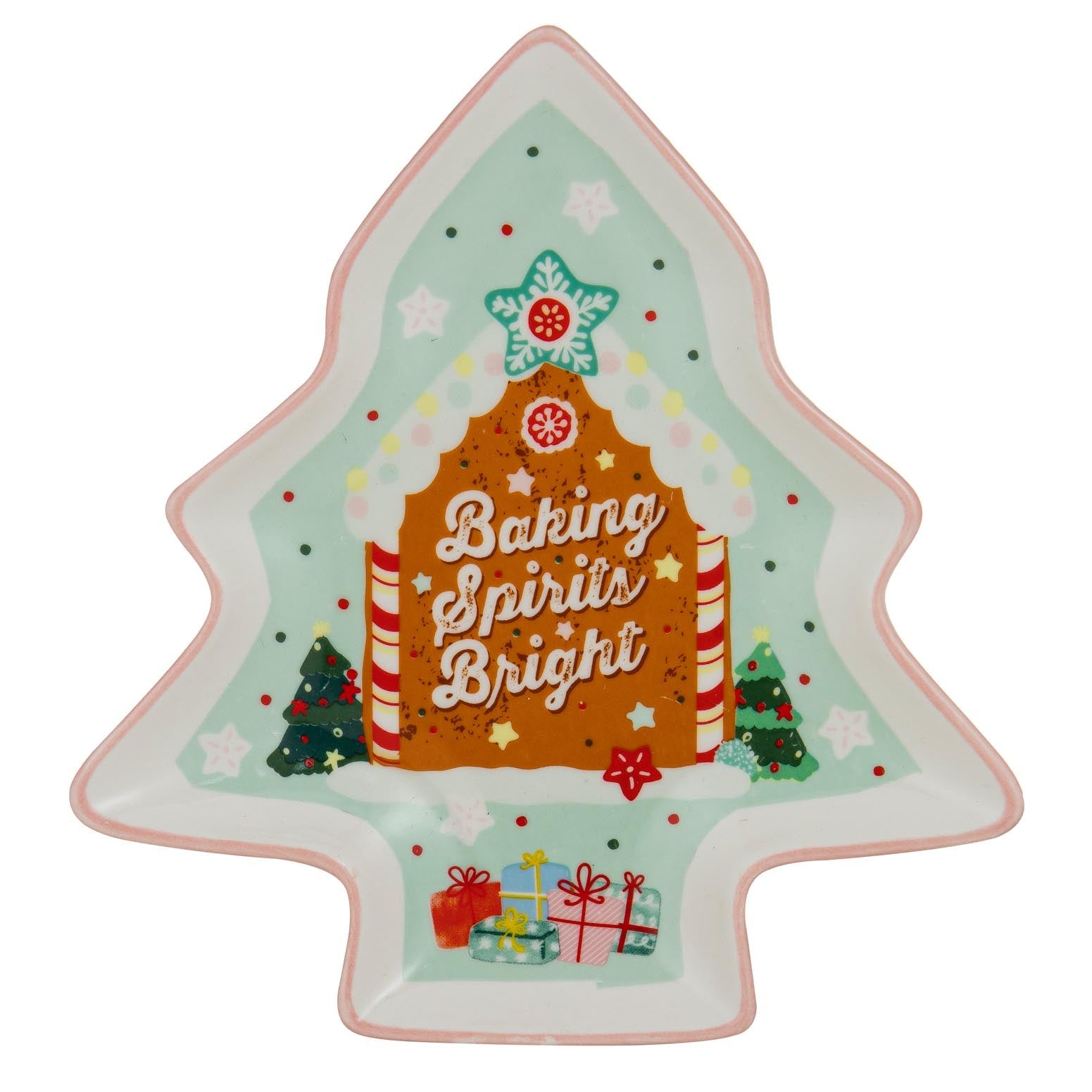 Ladelle Dasher Christmas Tree Gingerbread Dish