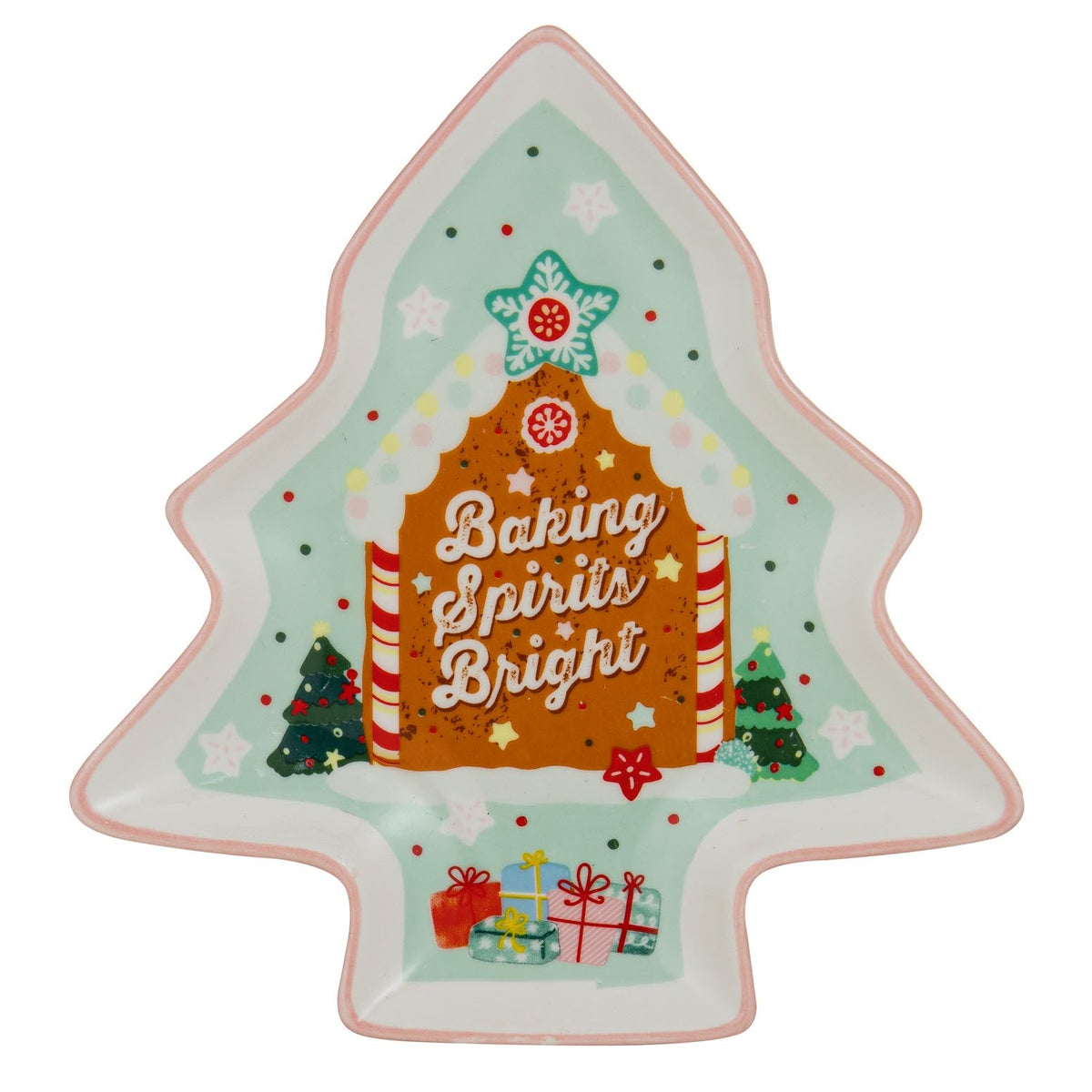 Ladelle Dasher Christmas Tree Gingerbread Dish