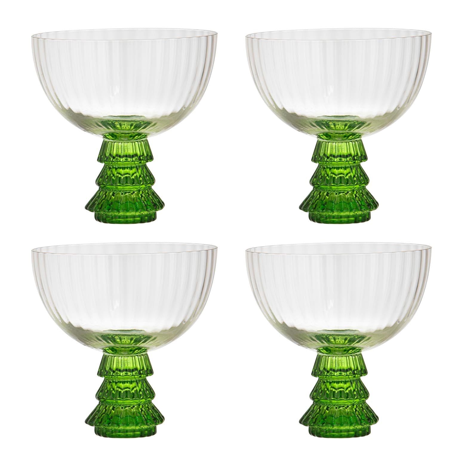 Ladelle Garland Xmas Tree Stem Green 4pk Coupe Glass