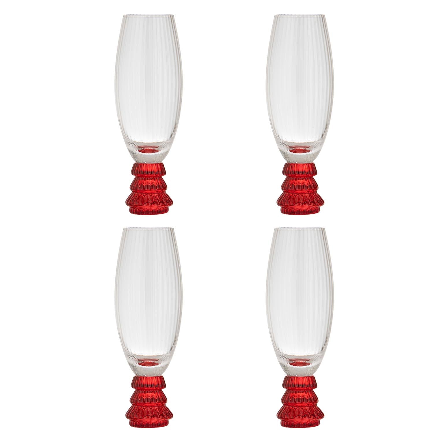 Ladelle Garland Xmas Tree Stem Red 4pk Champagne Glass