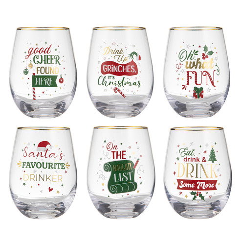 Ladelle Festive Fun Wine Stemless Glass