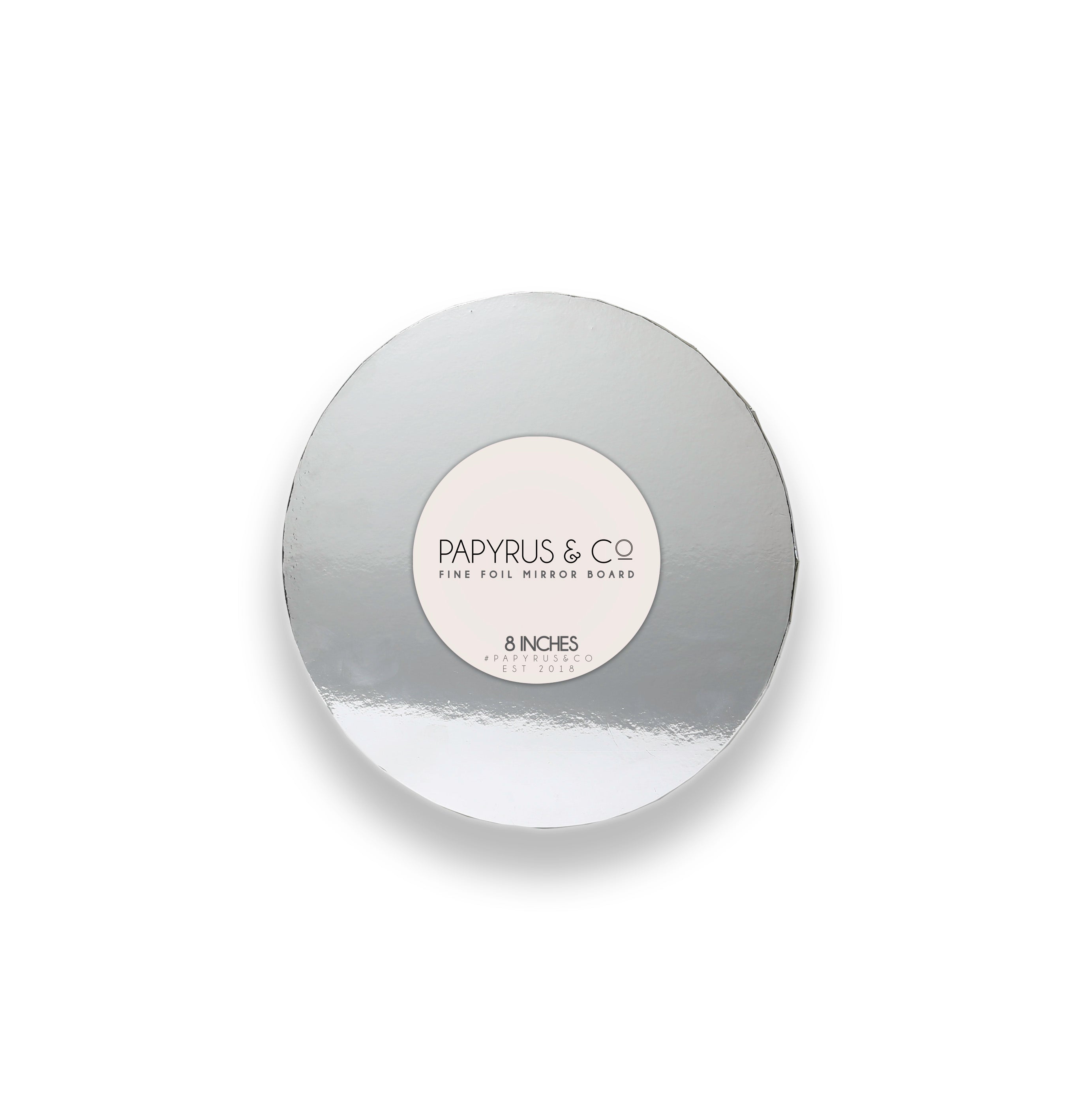 Papyrus Mirror Masonite Cake Board Round Silver 8in