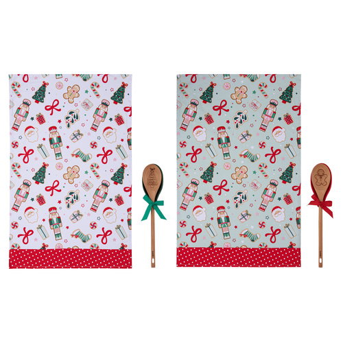 Ladelle Festive Fun Assorted Spoon & Rest & Kitchen Towel