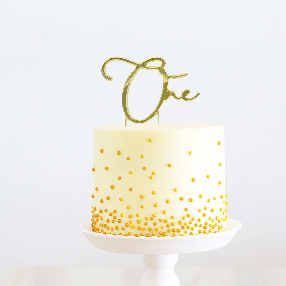 Cake & Candle Metal Cake Topper 1 Gold