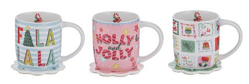 Ladelle Fa La La Mixed Pack 18 Mug & Coaster Set