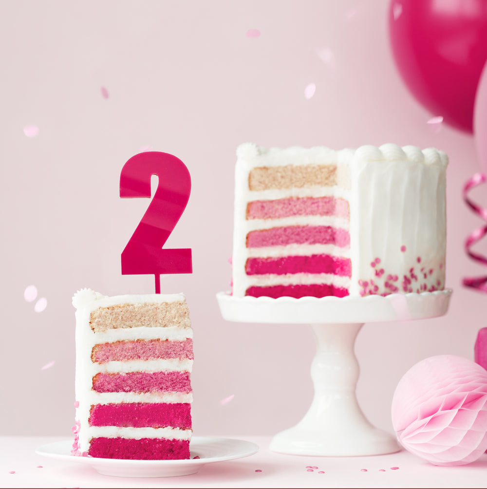Cake & Candle Mega Number 2 Cake Topper Pink