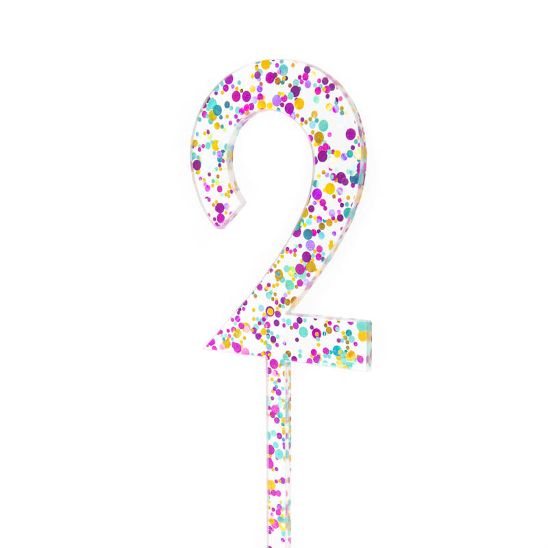 Cake & Candle Glitter Number 2 Cake Topper Rainbow