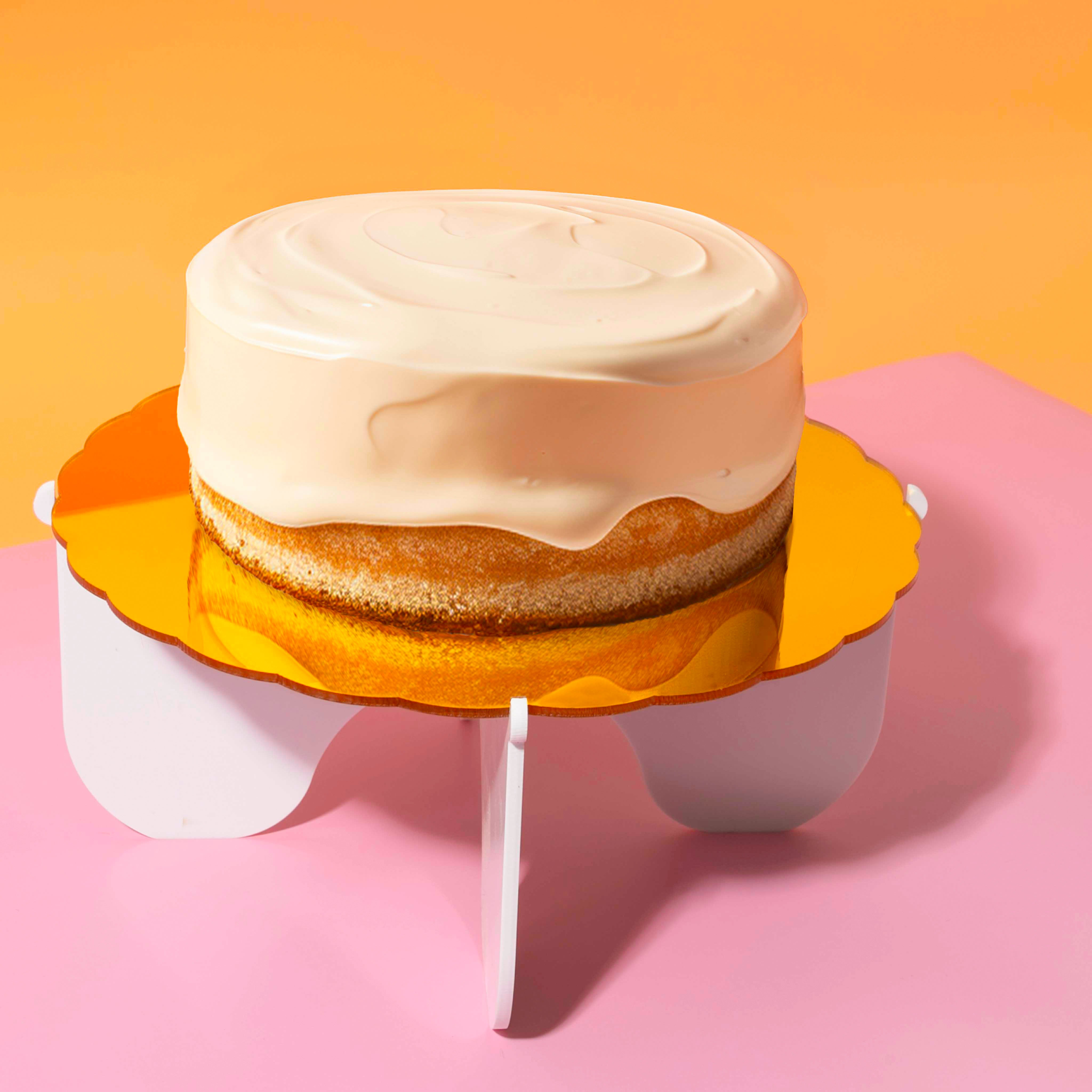 Cake & Candle Plateau Gateau Cake Stand Gold & White 3 Piece