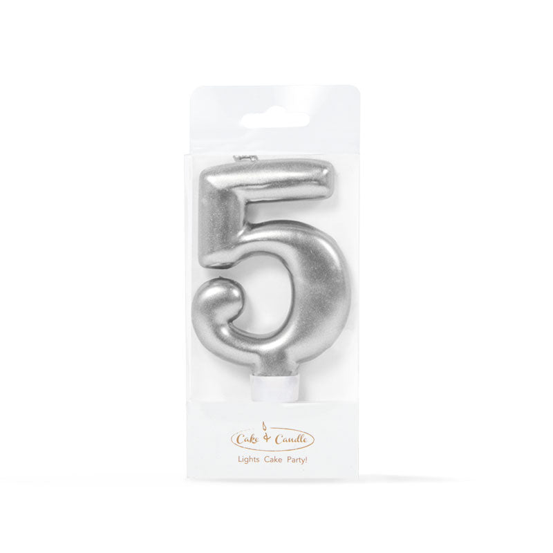 Cake & Candle Candle Number 5 Silver