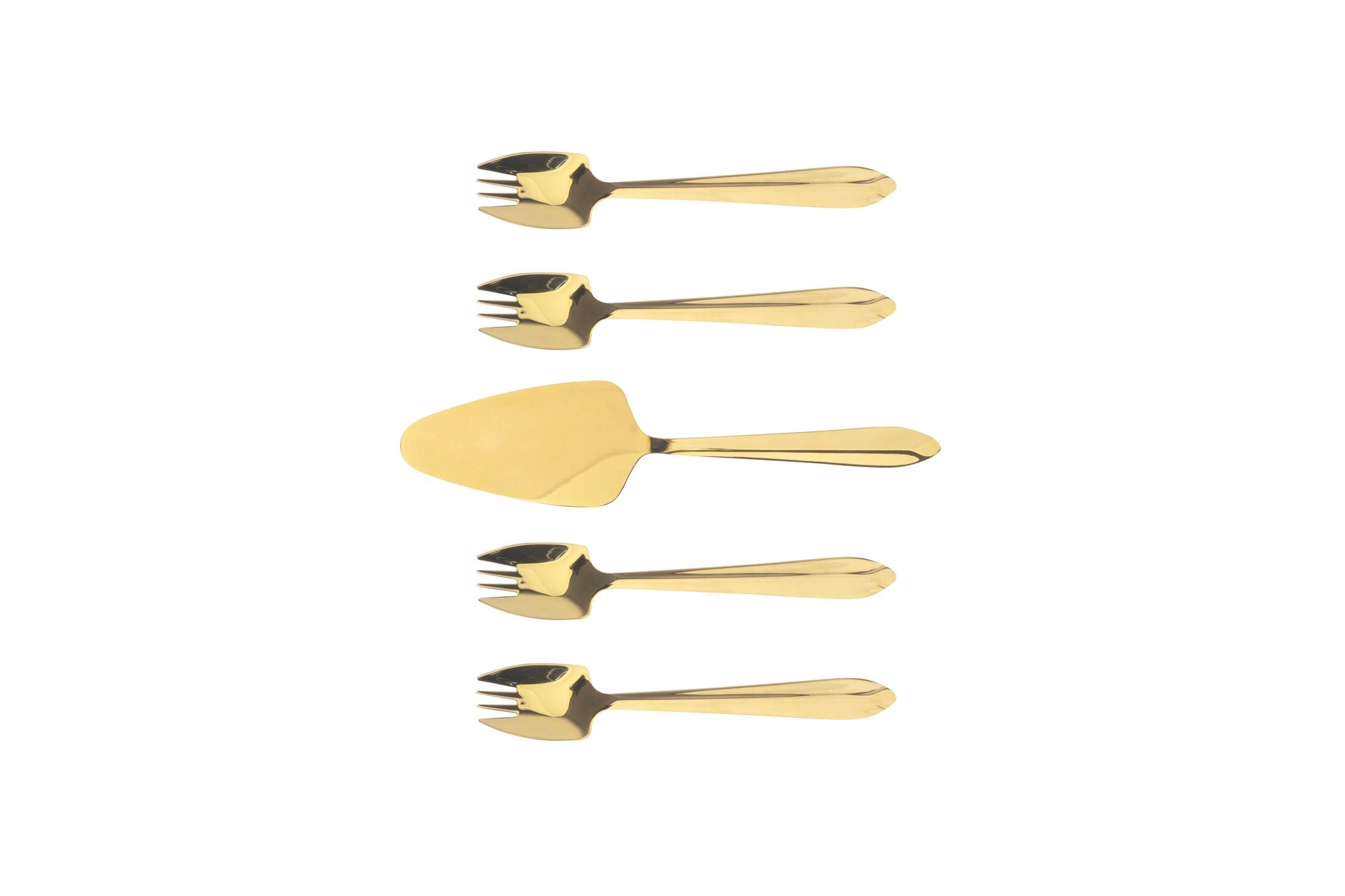 Splayd Gold Mirror Cake Server & Splayd Set 5 Piece