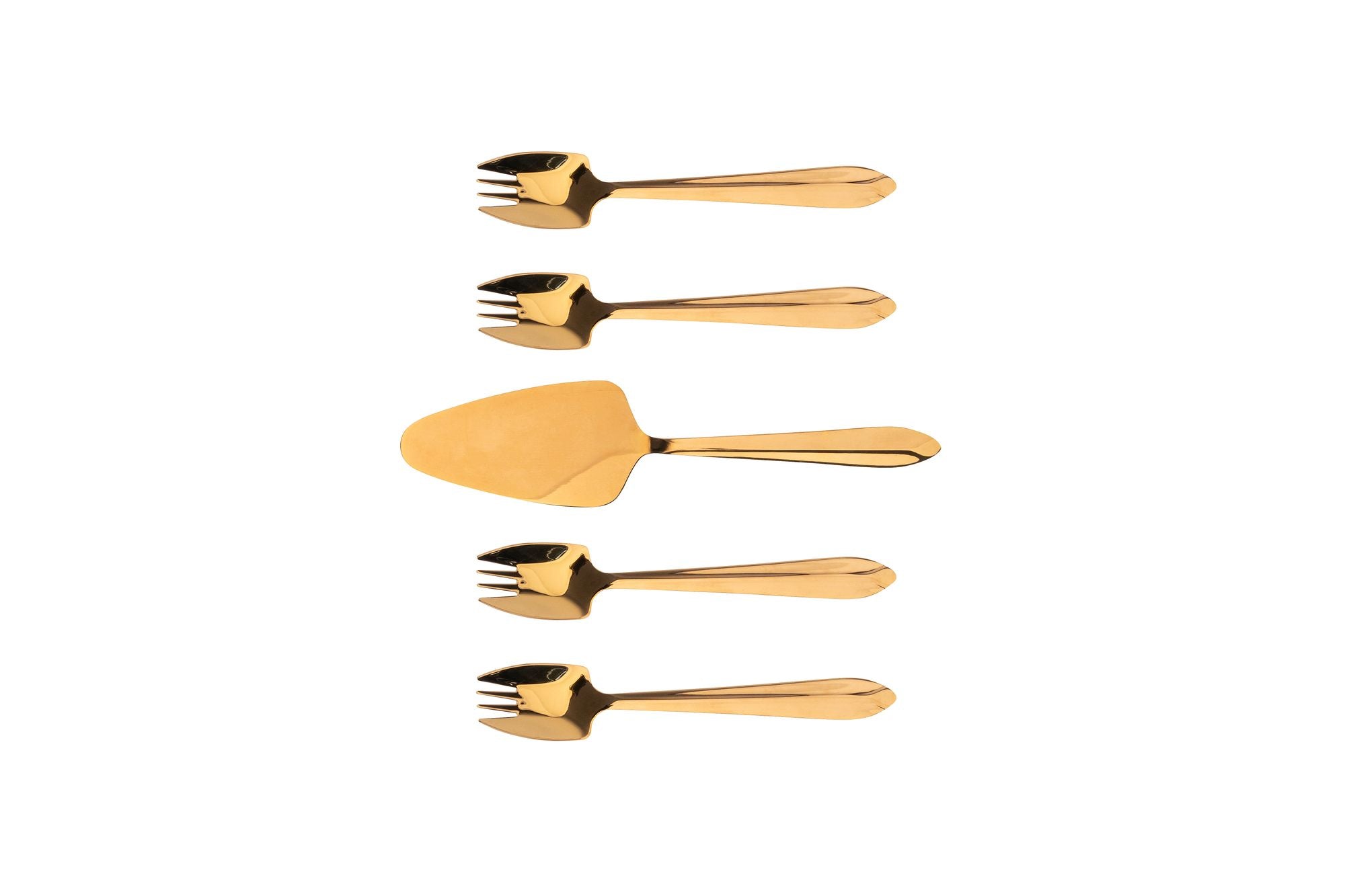 Splayd Rose Gold Mirror Cake Server & Splayd Set 5 Piece
