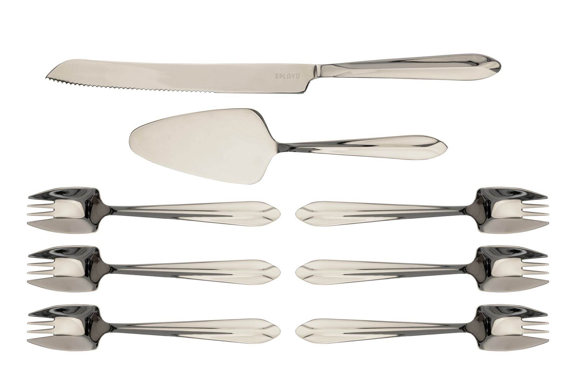 Splayd Mirror Stainless Steel Cake Knife, Server & Splayd Set 8 Piece