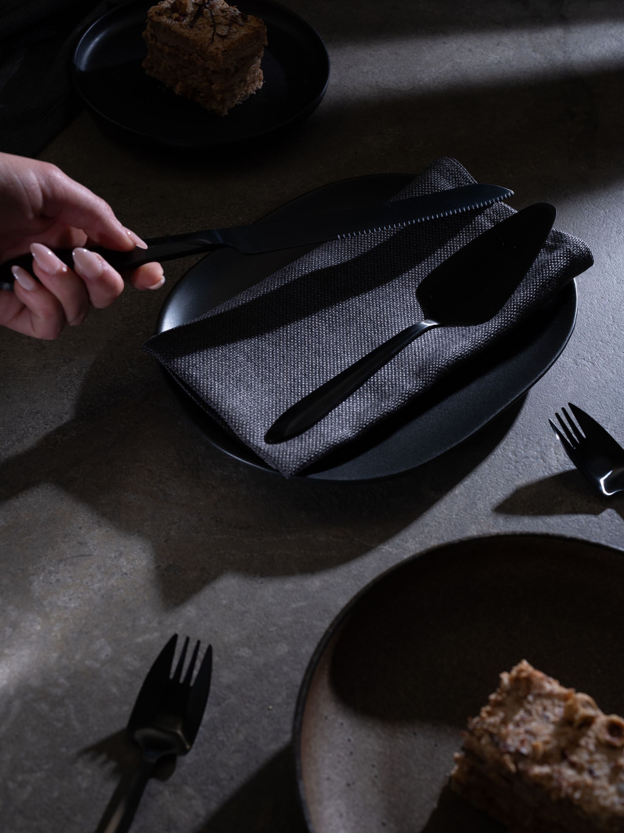 Splayd Black Cake Knife & Cake Server Set 2 Piece