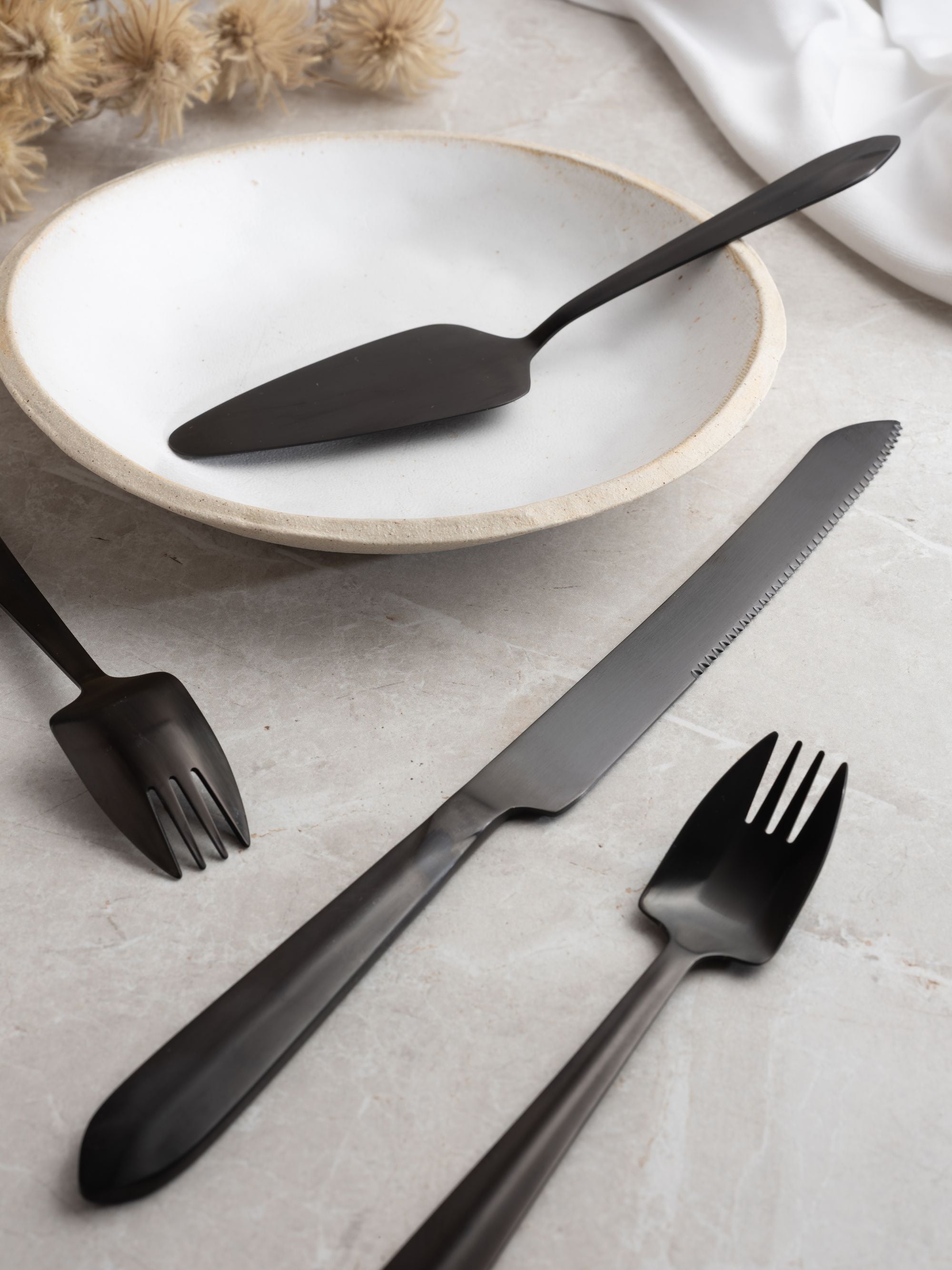 Splayd Black Cake Server & Splayd Set 5 Piece