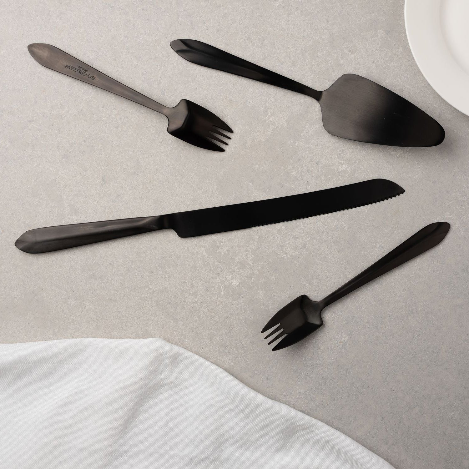 Splayd Black Cake Knife, Server & Splayd Set 8 Piece