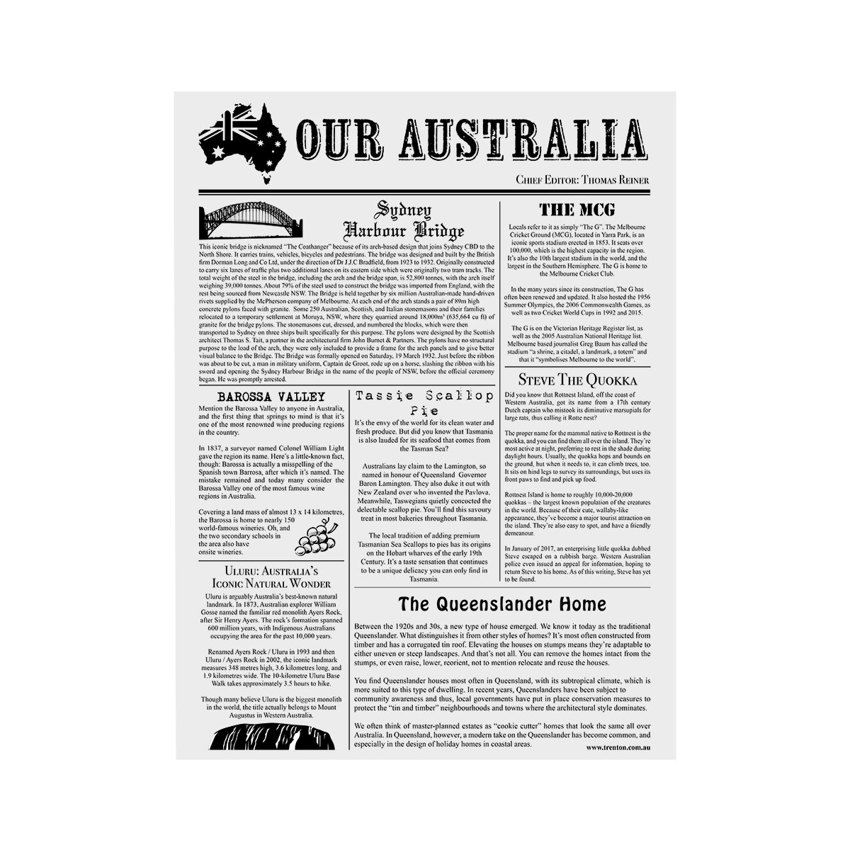 Moda Greaseproof Paper - Newsprint - Black & White (310x380mm Pack of 200 Sheets)