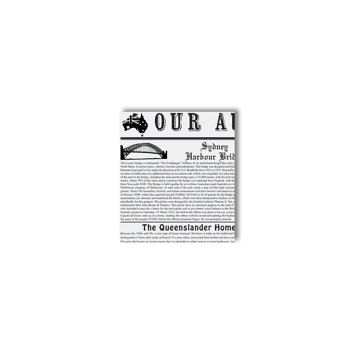 Moda Greaseproof Pocket - Newsprint - Black & White (170x150mm Pack of 200 Sheets)