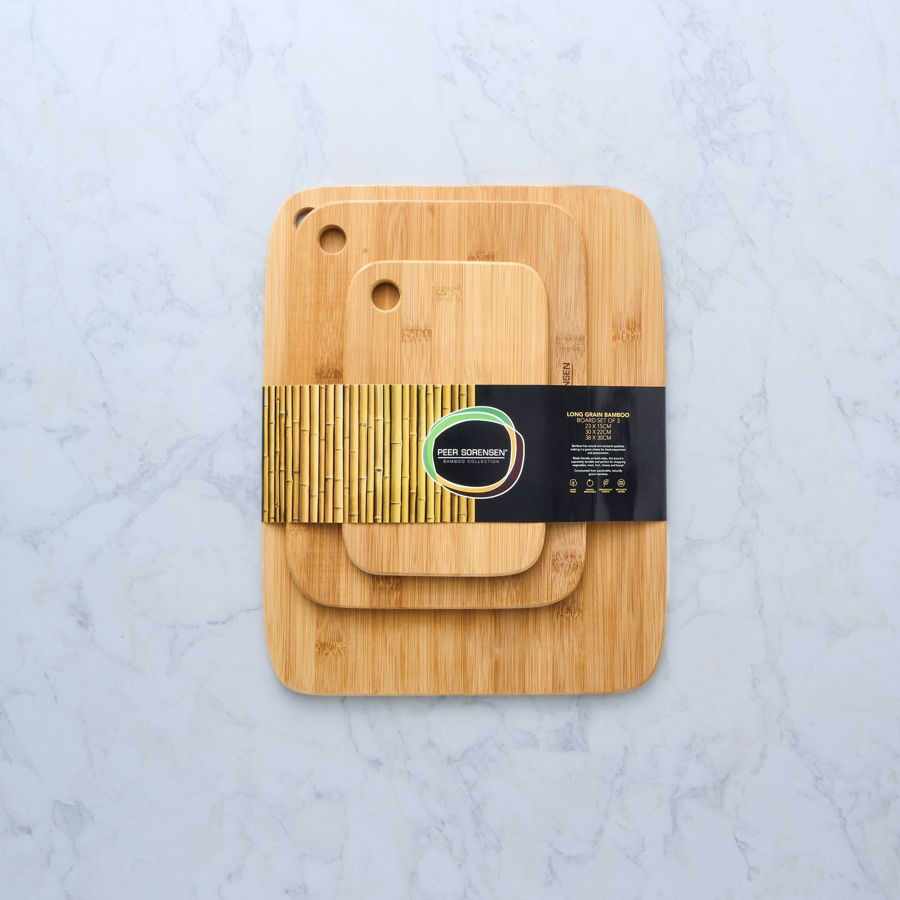 Peer Sorensen Long Grain Board Set of 3 23x15cm 30x22cm 38x30cm - Bamboo
