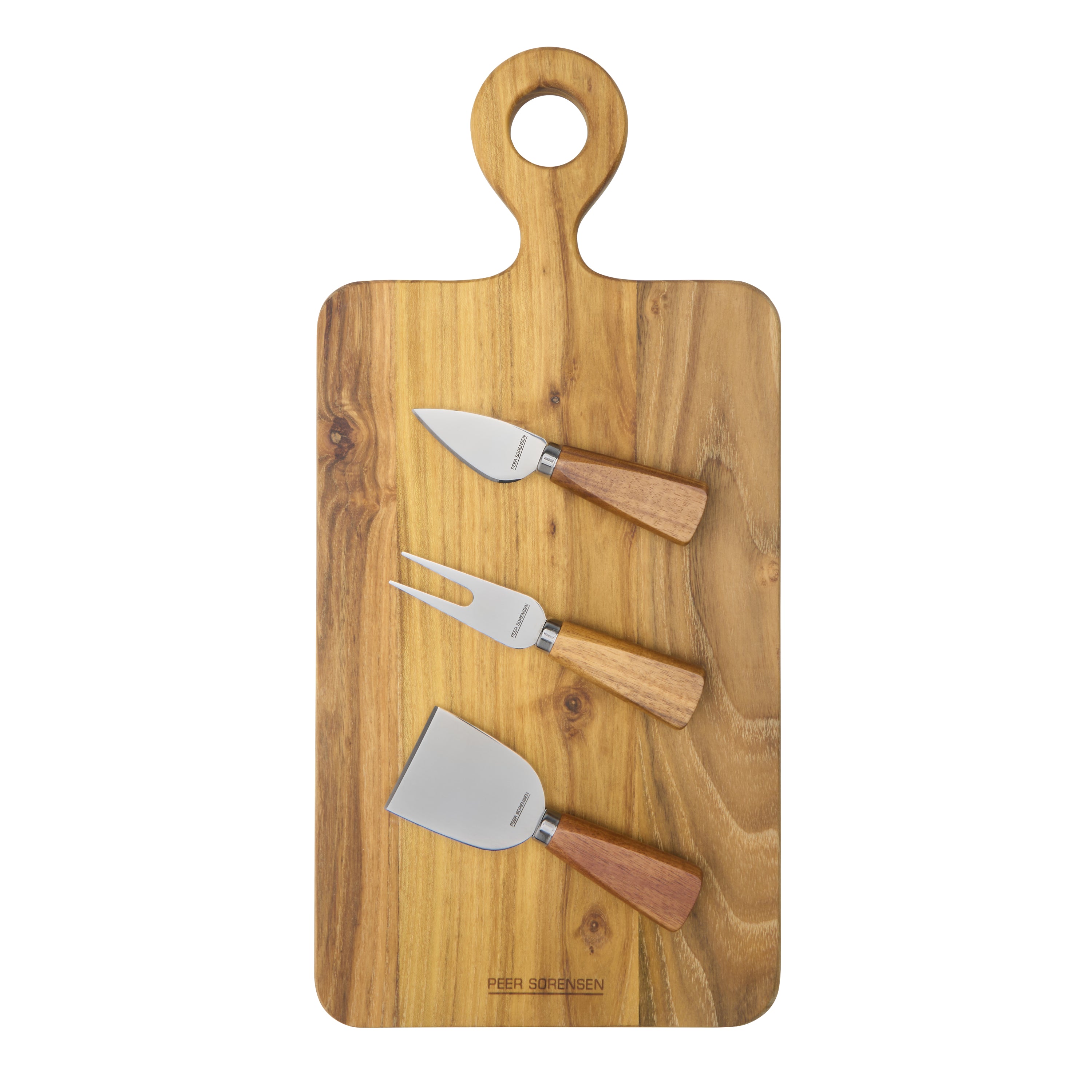 Peer Sorensen 4 Piece Cheese Knife and Rectangular Board Set 42x20x1.9cm - Teak Wood