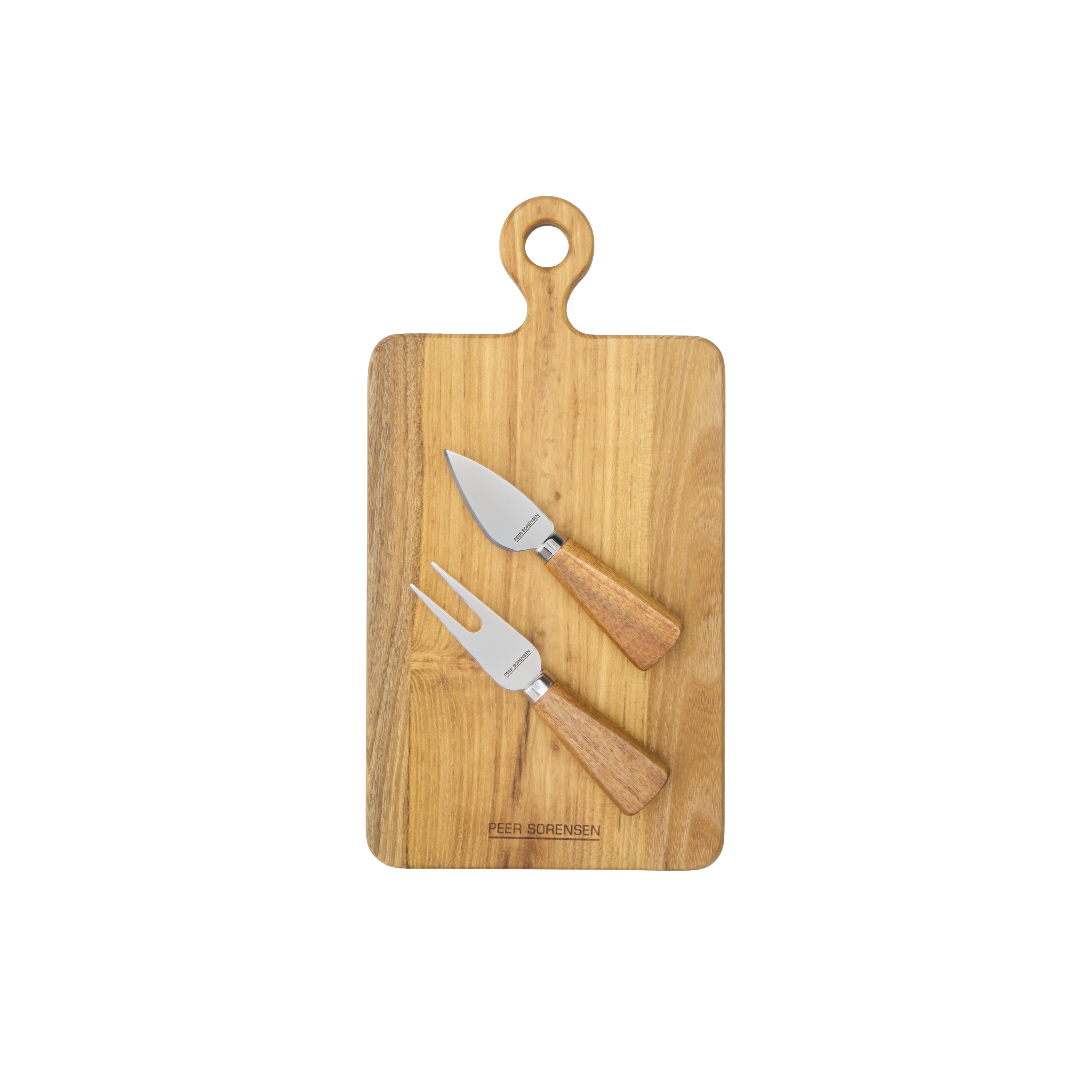 Peer Sorensen 3 Piece Cheese Knife and Rectangular Board Set 30x16x1.5cm - Teak Wood