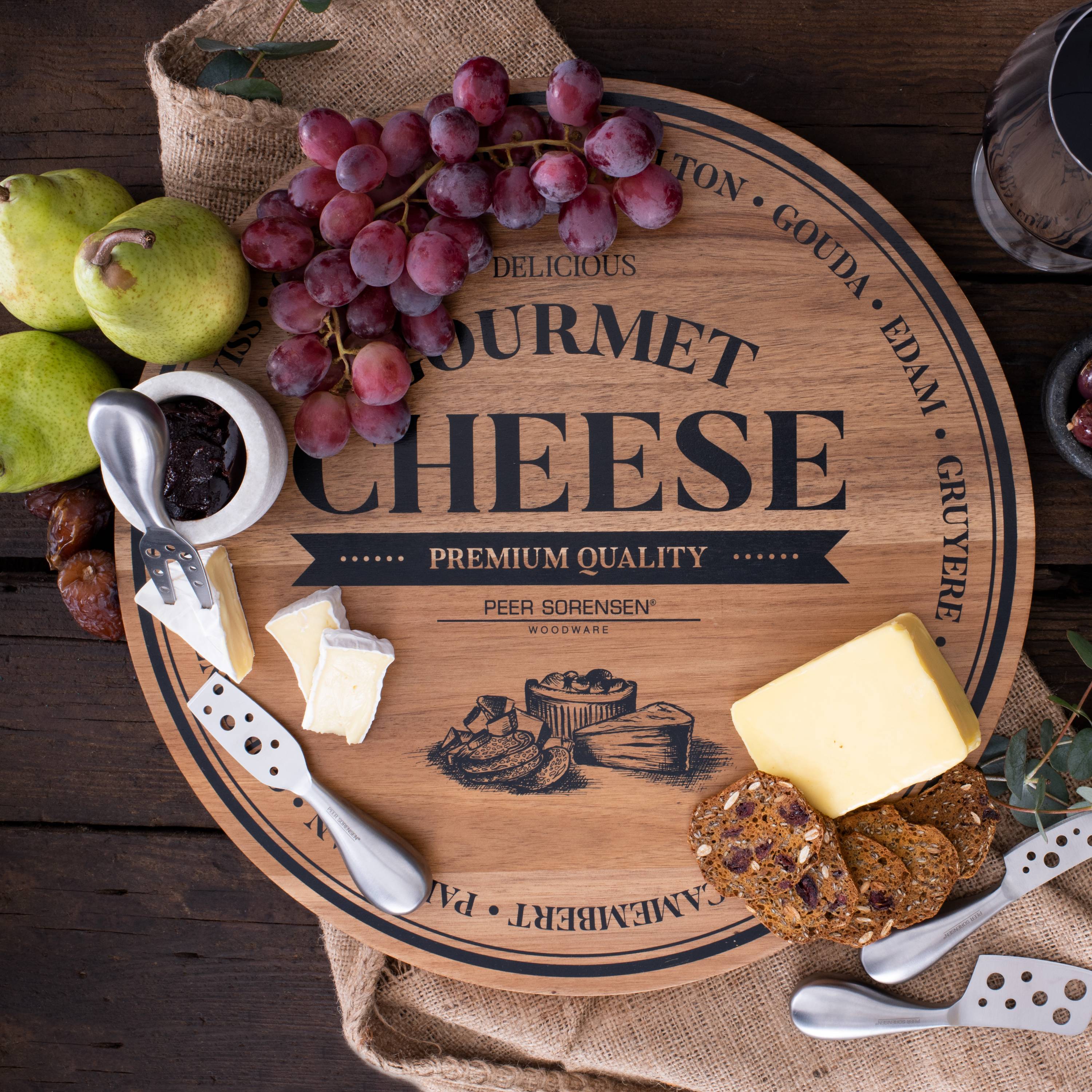 Peer Sorensen Round Cheese and Serving Board 40cm (2cm thick) - Acacia Wood