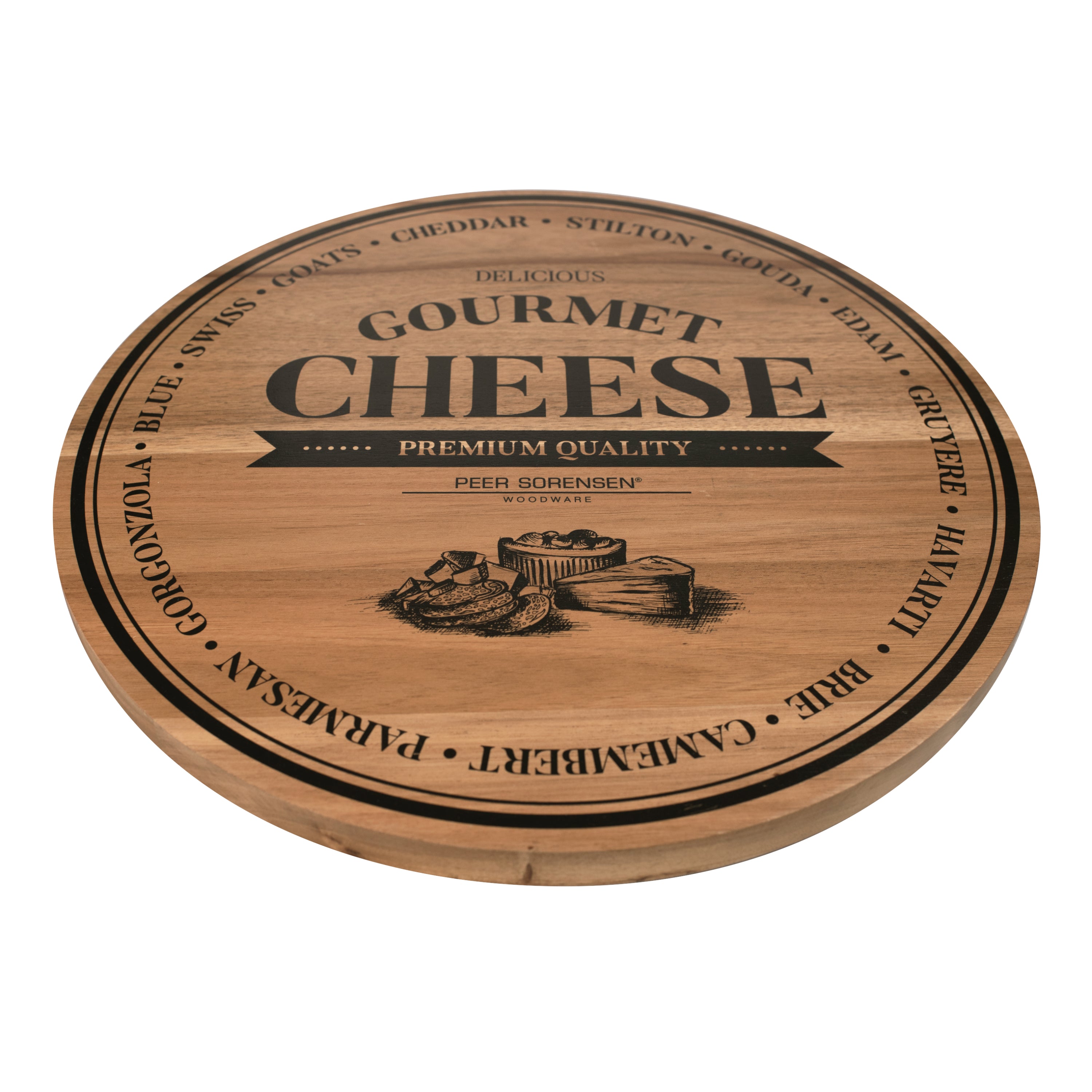 Peer Sorensen Round Cheese and Serving Board 40cm (2cm thick) - Acacia Wood