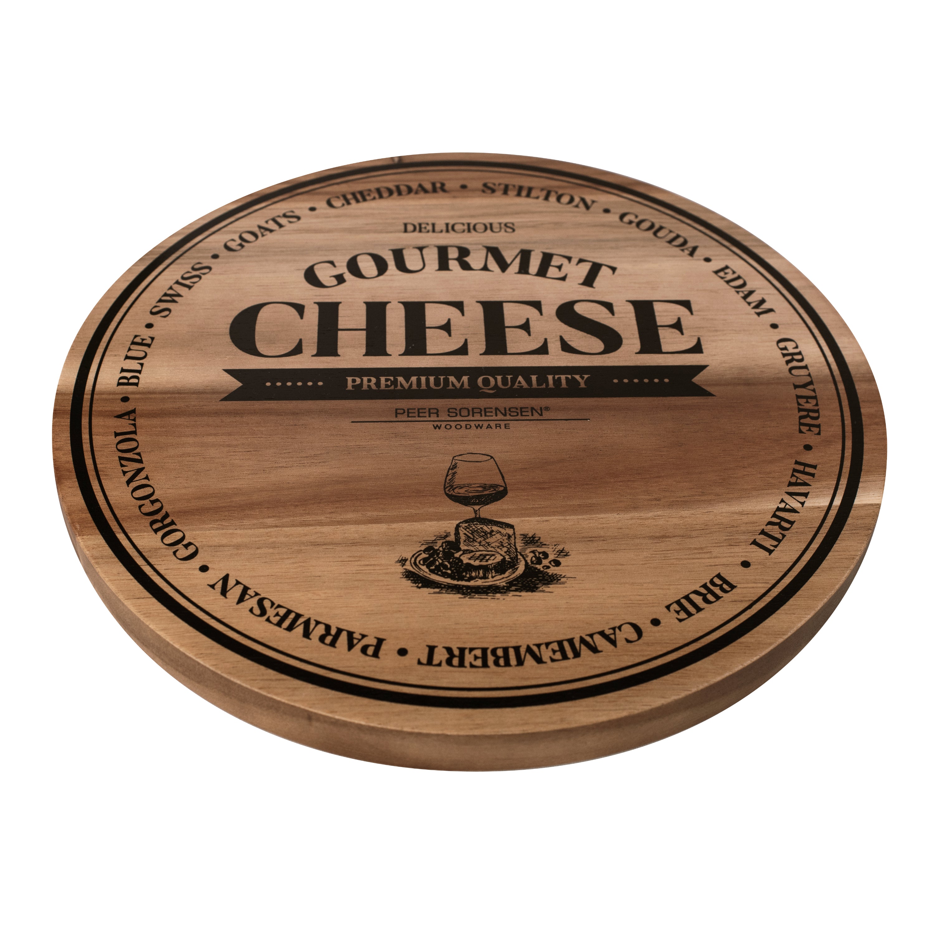 Peer Sorensen Round Cheese and Serving Board 28cm (2cm thick) - Acacia Wood