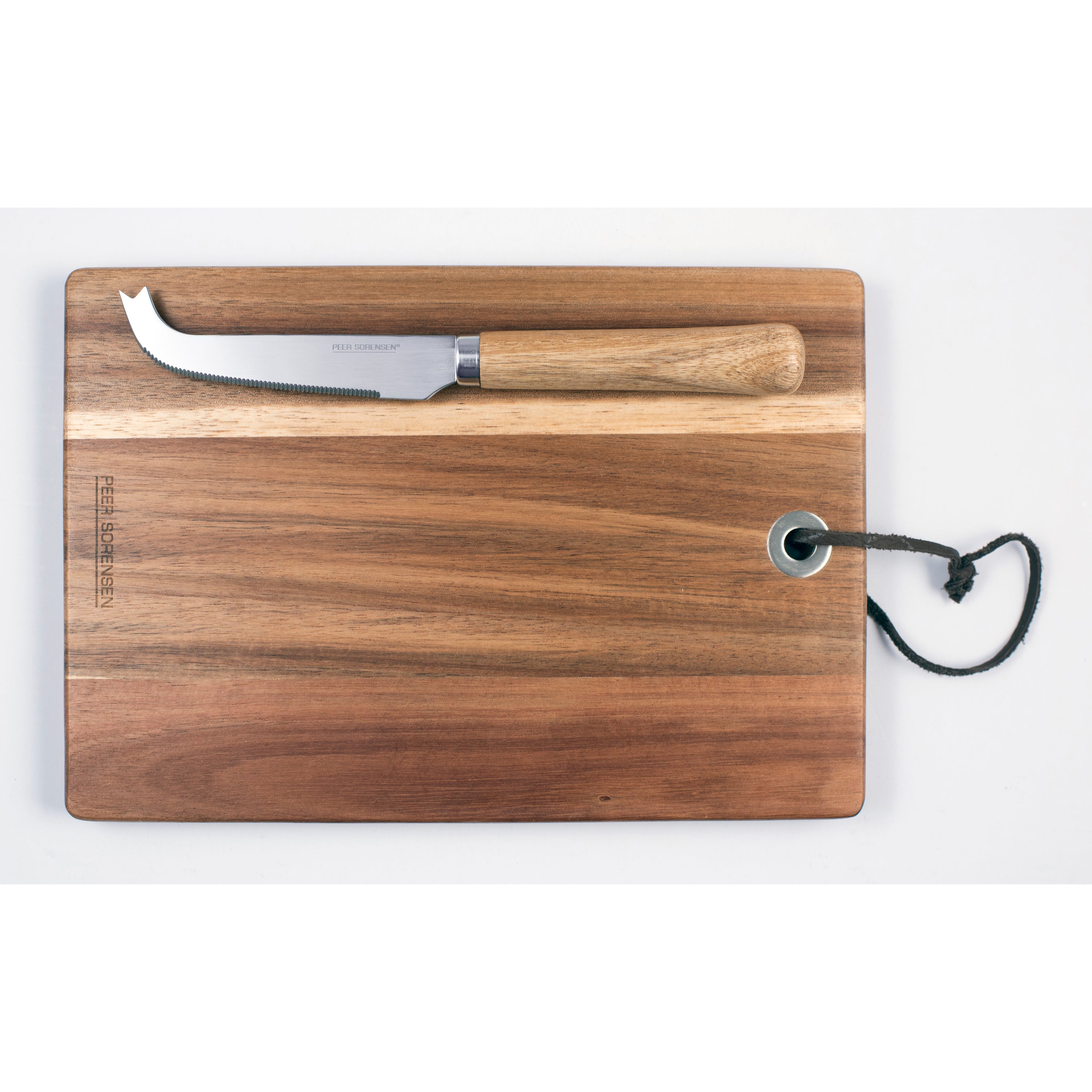 Peer Sorensen Rectangular Cheese and Serving Board with Serrated Cheese Knife 24.5x17x1.5cm - Acacia Wood
