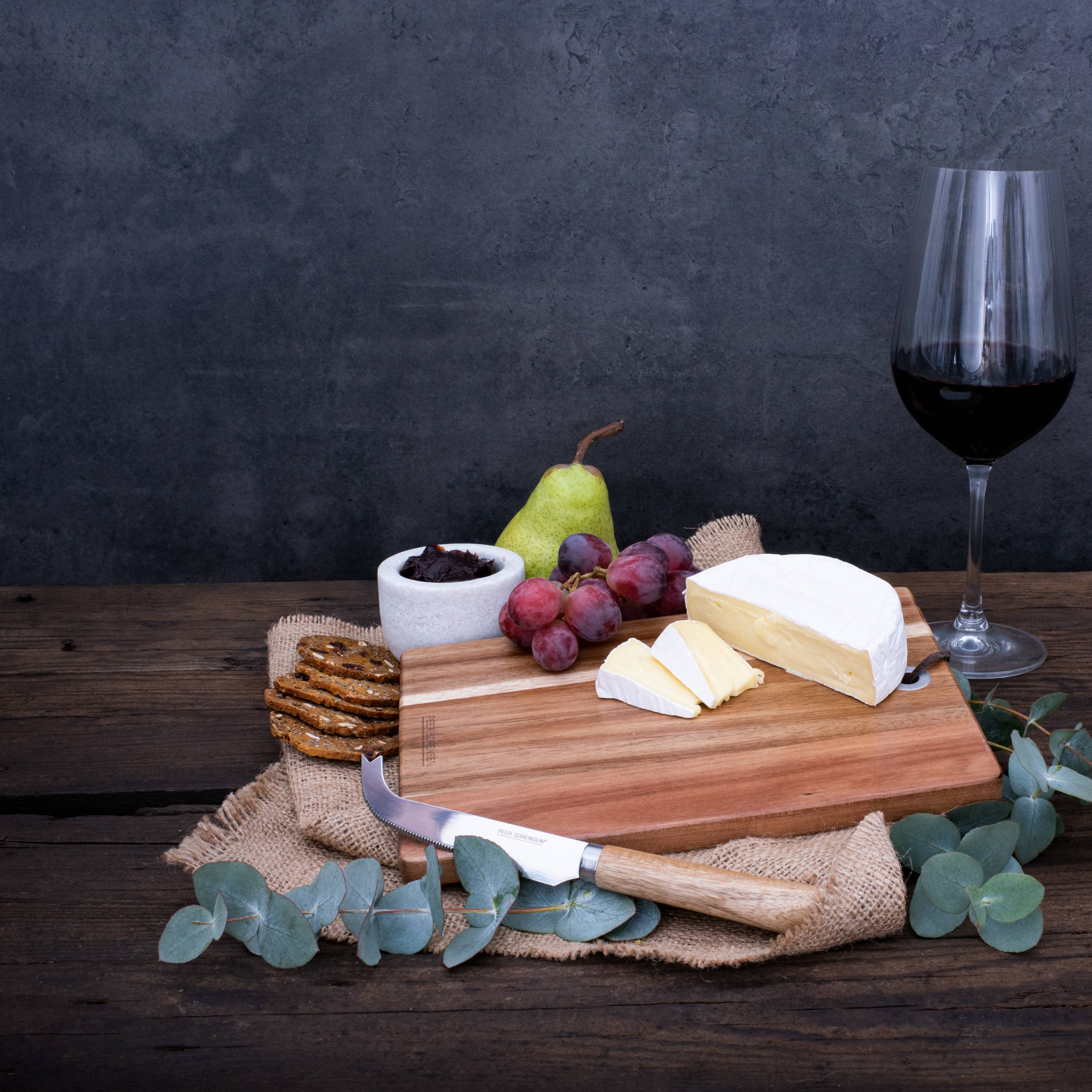 Peer Sorensen Rectangular Cheese and Serving Board with Serrated Cheese Knife 24.5x17x1.5cm - Acacia Wood