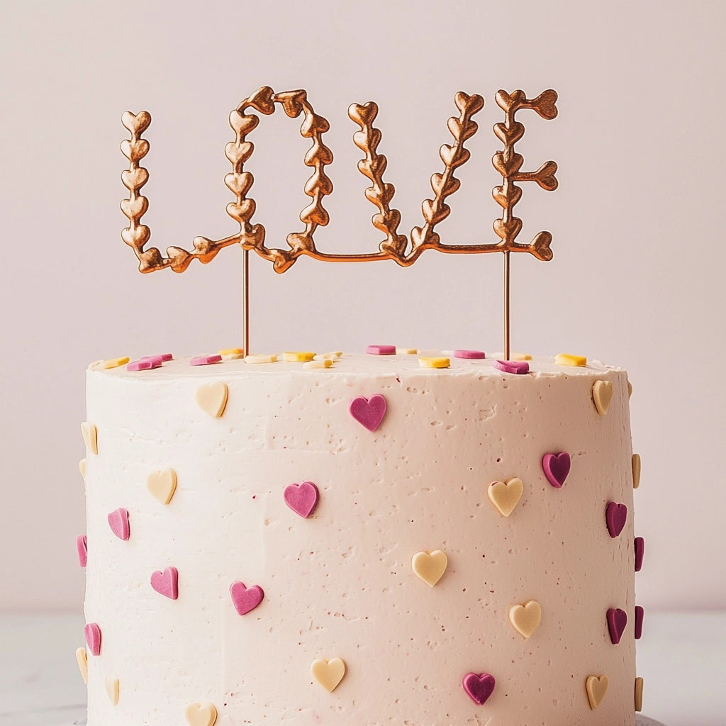 Cake & Candle Metal Cake Topper Love Rose Gold