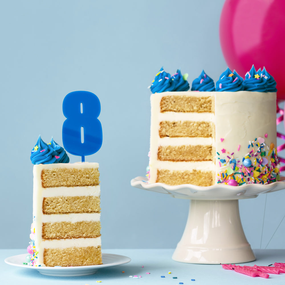 Cake & Candle Mega Number 8 Cake Topper Blue