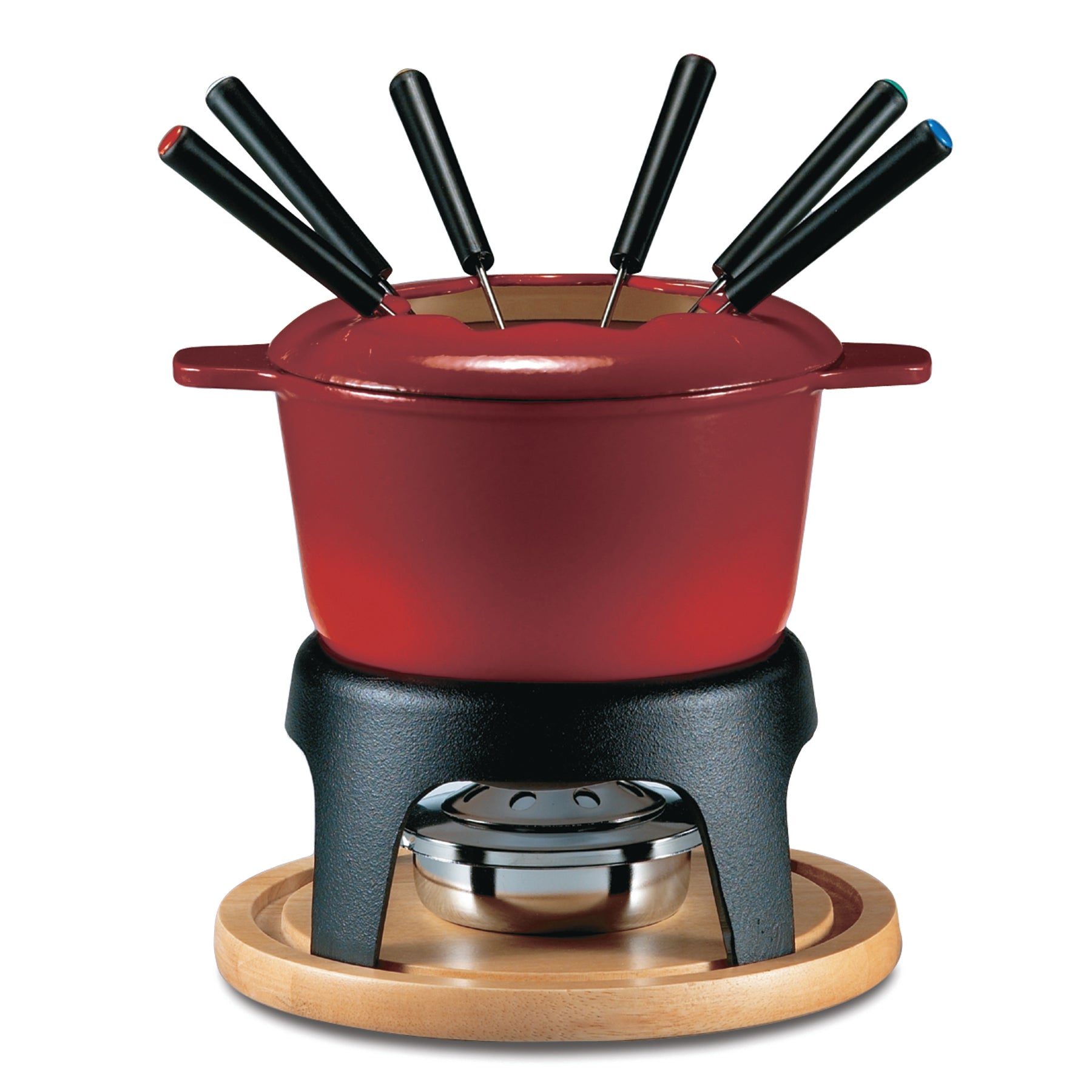 Swissmar Fondue Sierra 11 Piece Cast Iron Fondue Set - Red