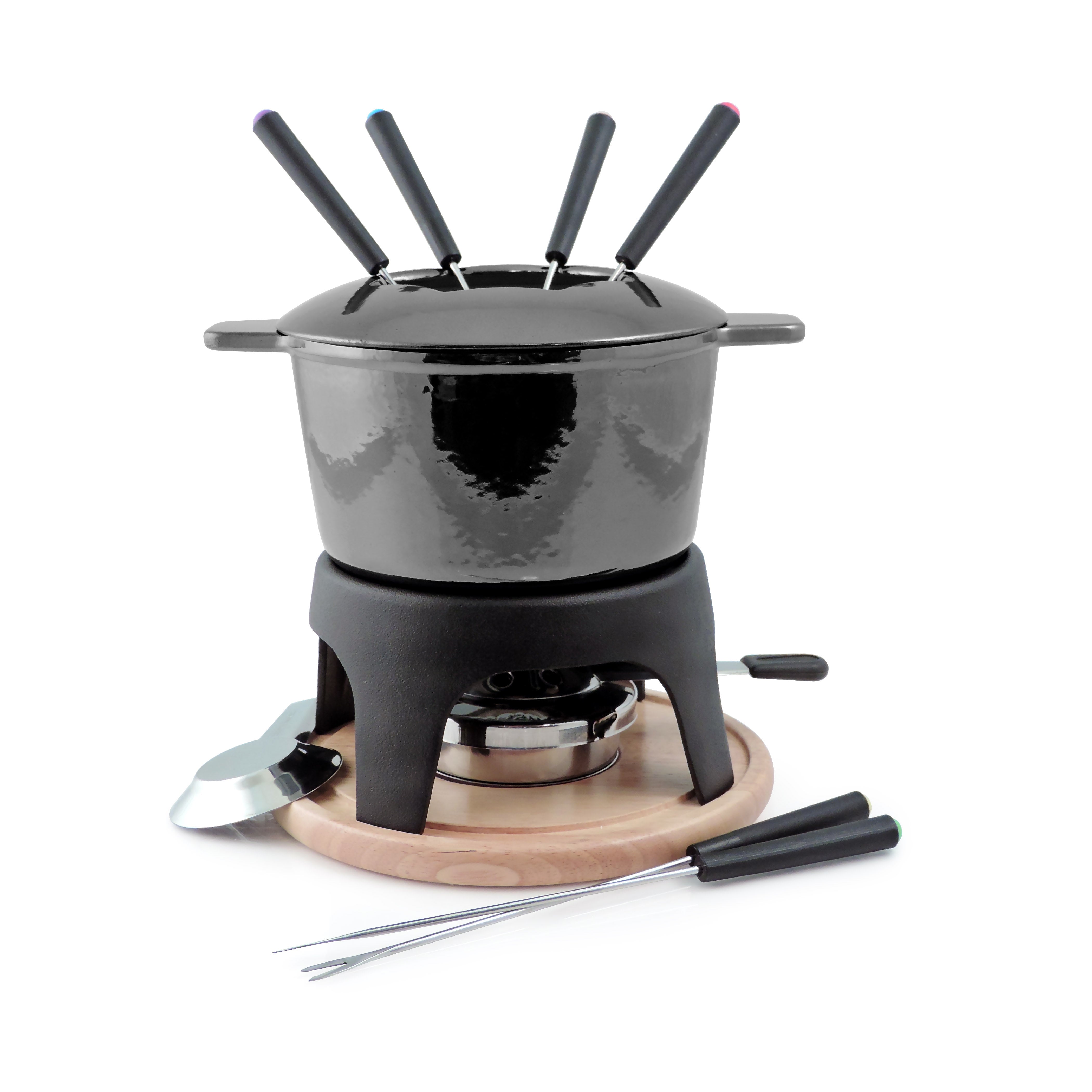 Swissmar Fondue Sierra 11 Piece Cast Iron Fondue Set - Black