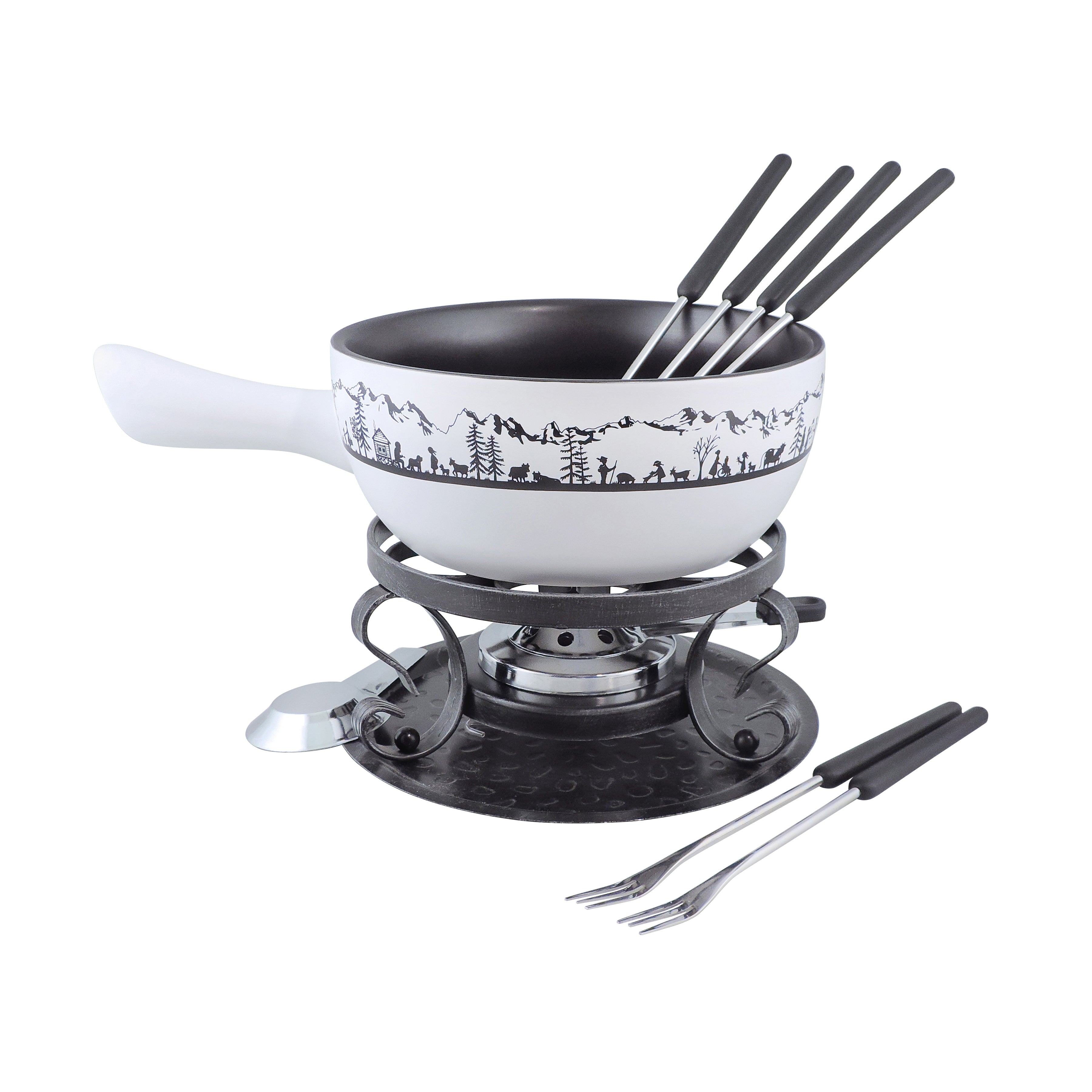 Swissmar Fondue Heidi 9 Piece Ceramic Fondue Set - White