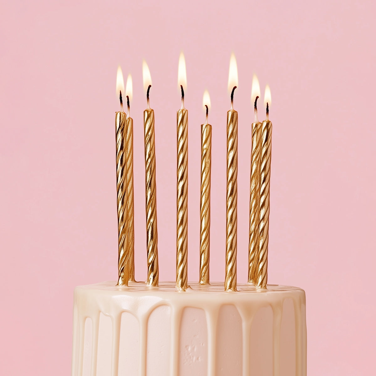 Cake & Candle Spiral Cake Candles Gold 12 Pack