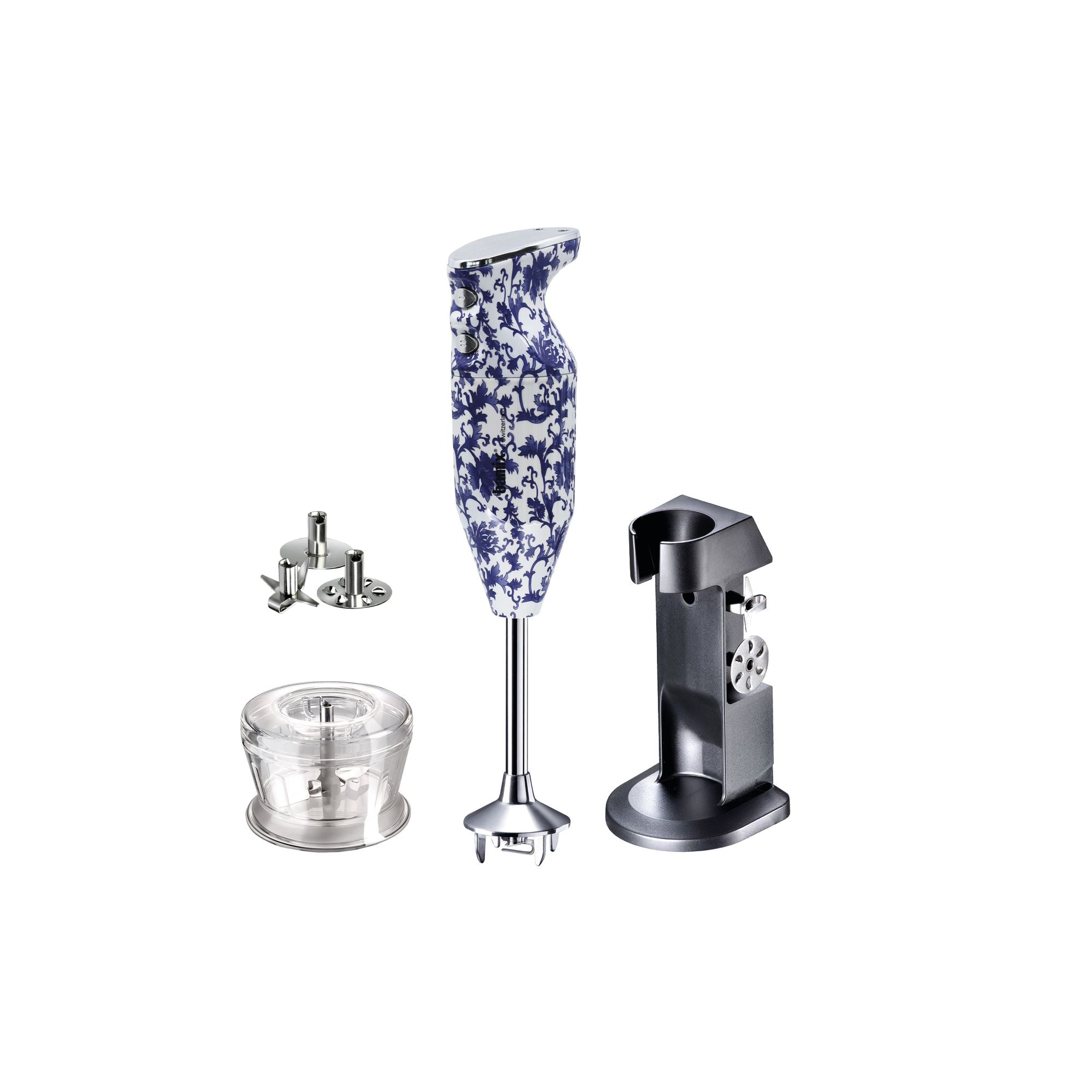 Bamix Deluxe 200W Immersion Blender - Porcelain Blue & White
