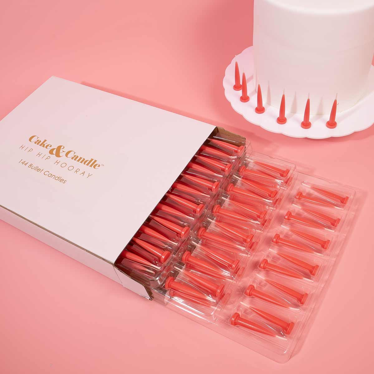 Cake & Candle Bullet Candles Red 144 Pack