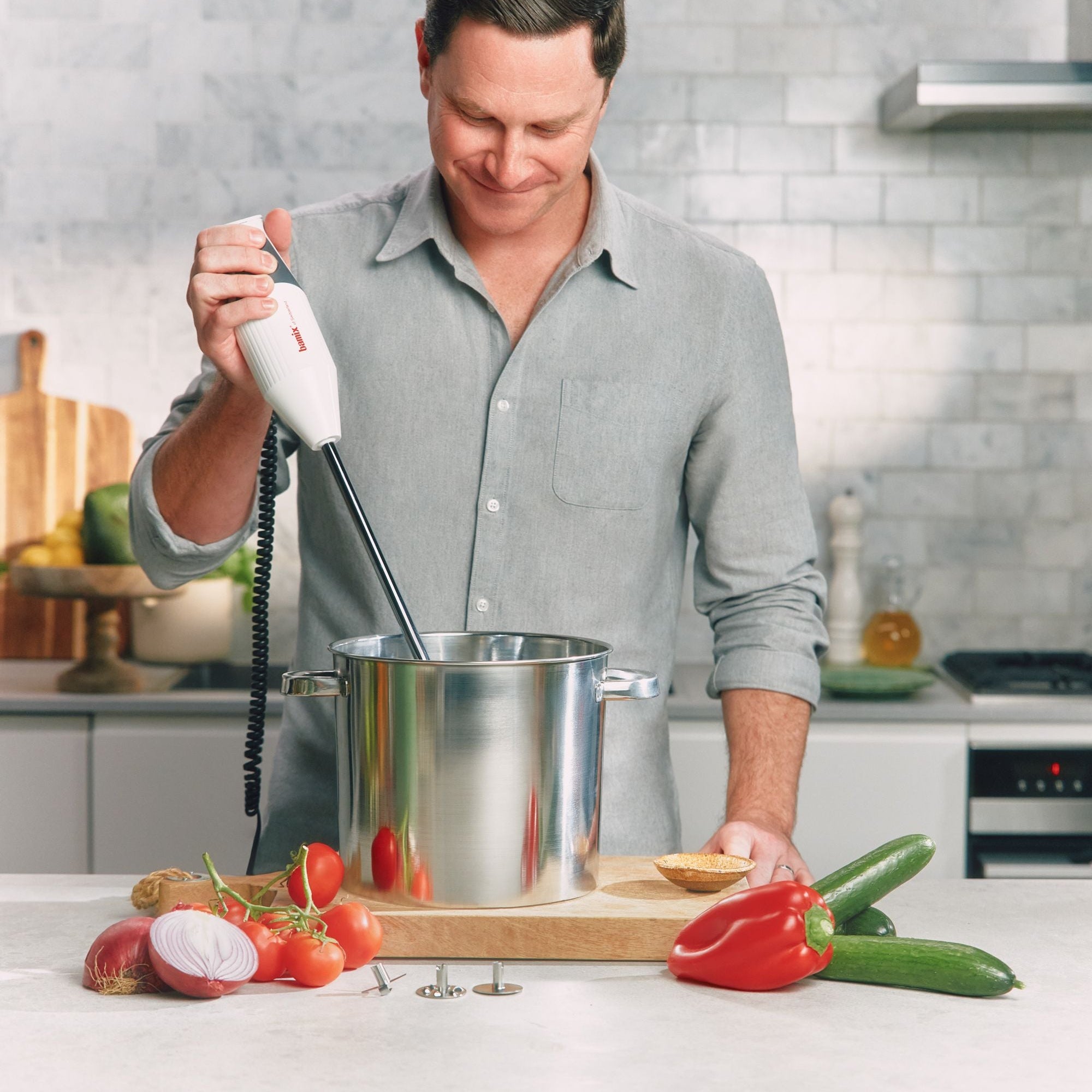 Bamix Gastro 350W Immersion Blender - Light Grey