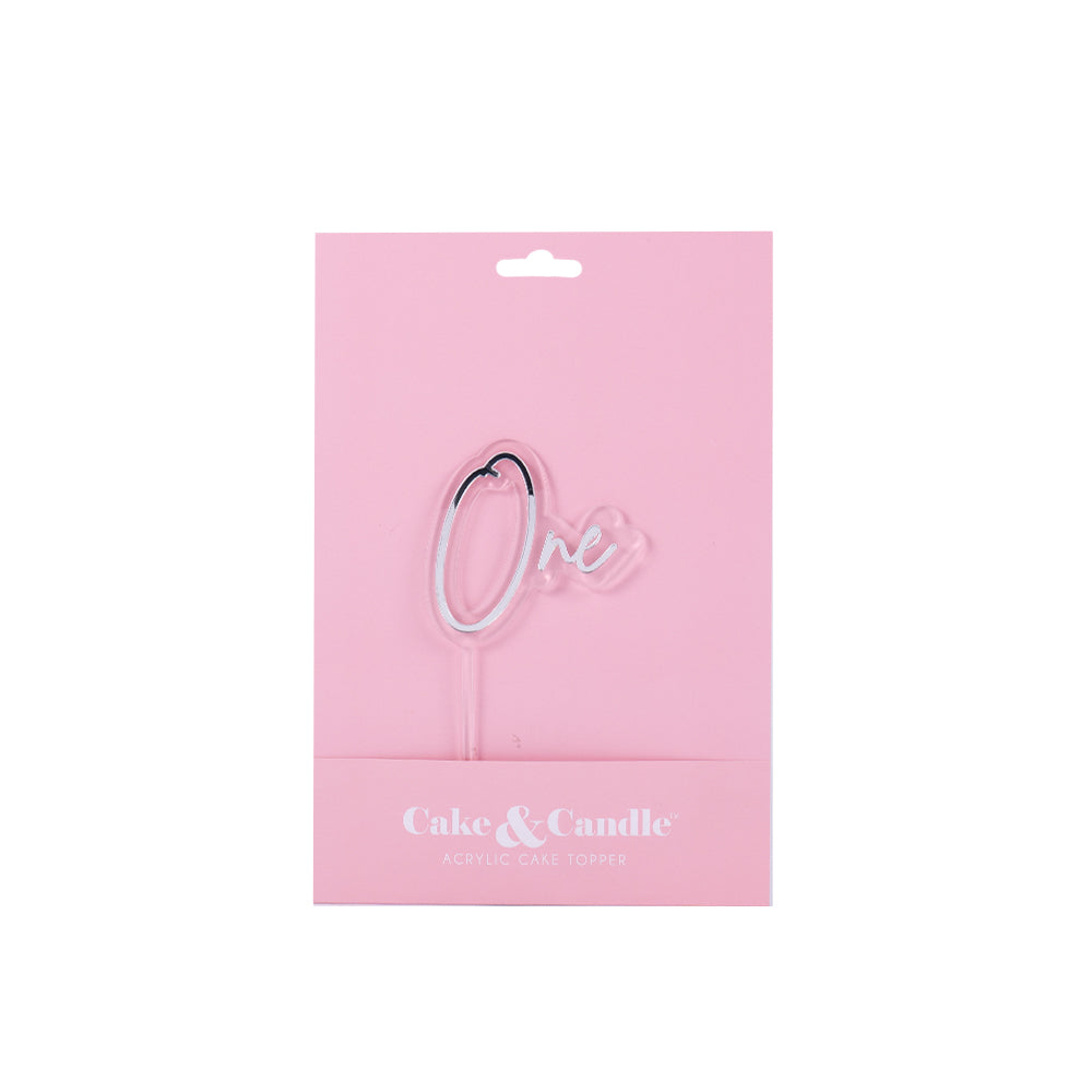 Cake & Candle Layered Cake Topper 1 Silver & Clear