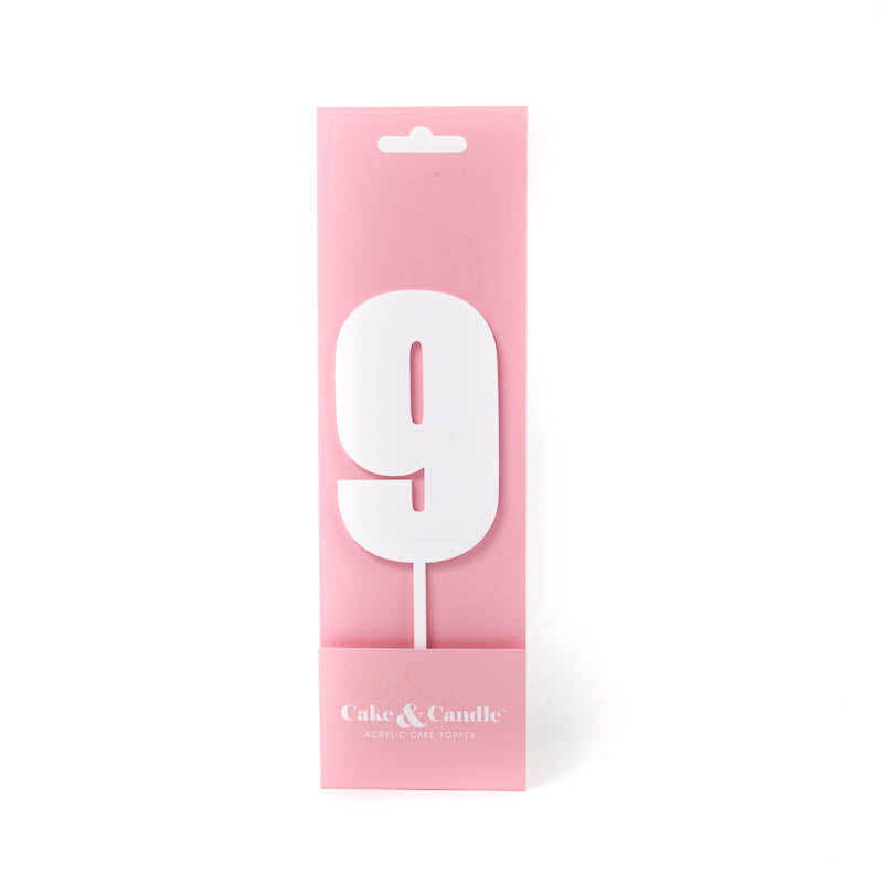 Cake & Candle Mega Number 9 Cake Topper White