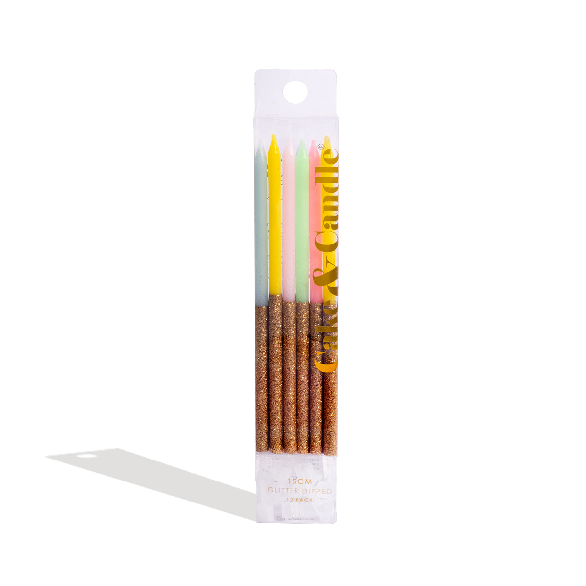 Cake & Candle Glitter Dipped Cake Candles Rainbow 12 Pack