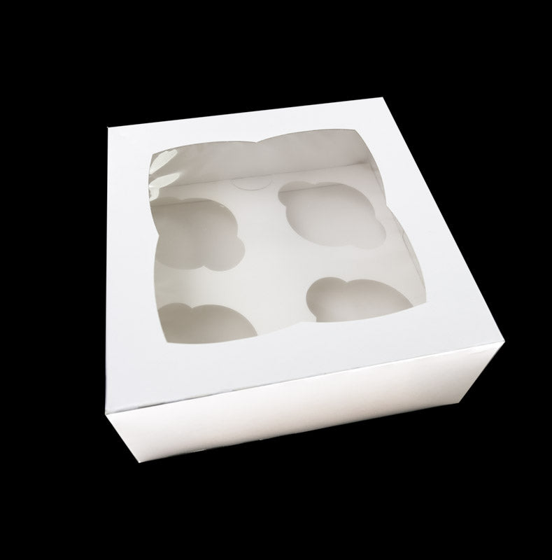 Bake Group High Cupcake Box with PVC Window 4 Cupcake 4in