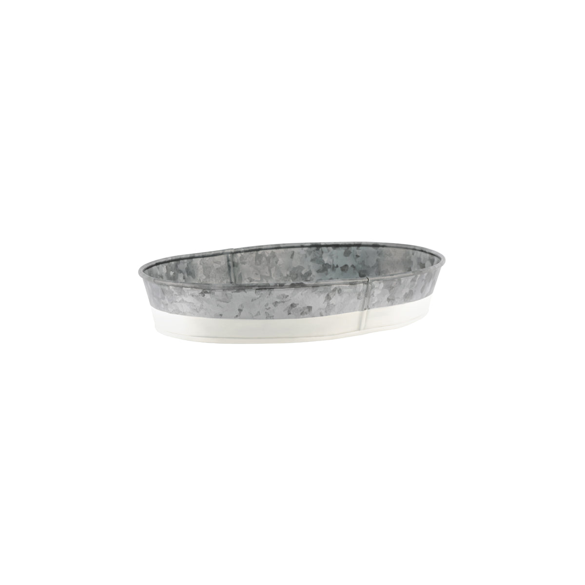 Chef Inox Coney Island Oval Galvanised Tray with White Base 240x150x45mm