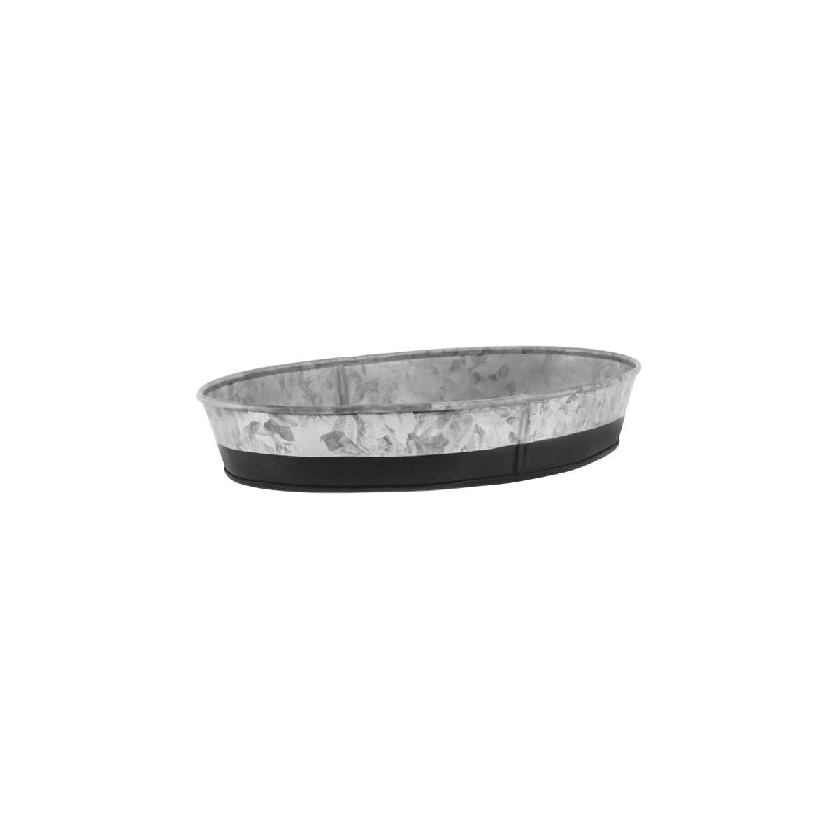Chef Inox Coney Island Oval Galvanised Tray with Black Base 240x150x45mm